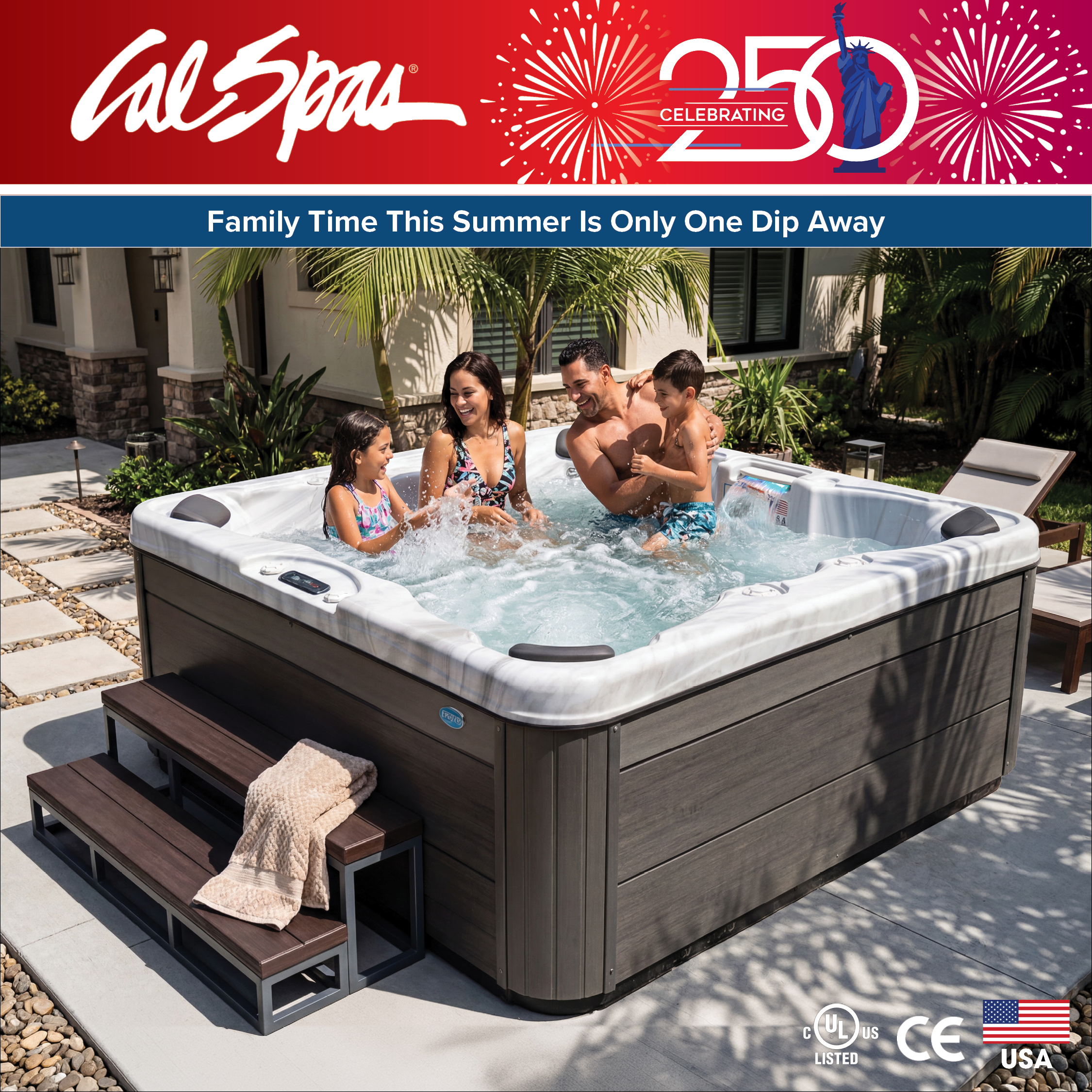Calspas hot tub being used in a family setting - Chandler